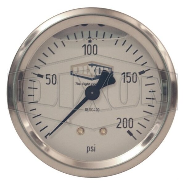 Gauge, 0 to 15 psi, 1/4 in NPT Connection, 2-1/2 in Dial, +/- 3-2-3 %, Glycerin Liquid Filled